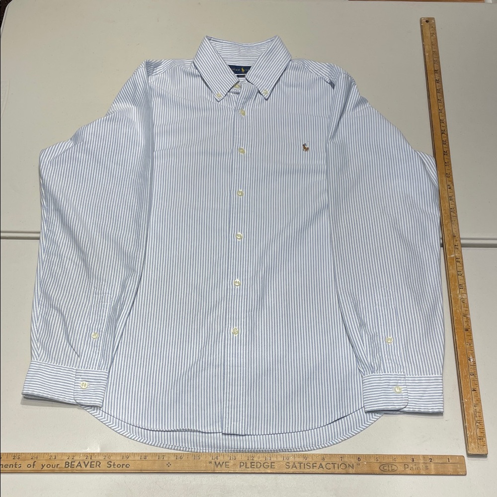 Ralph Lauren size large Men's Blue and White Striped Oxford Cloth Button Shirt
